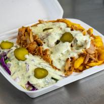 Gyros tál hasábburgonyával
