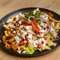 Baconos-sajtos gyros tál